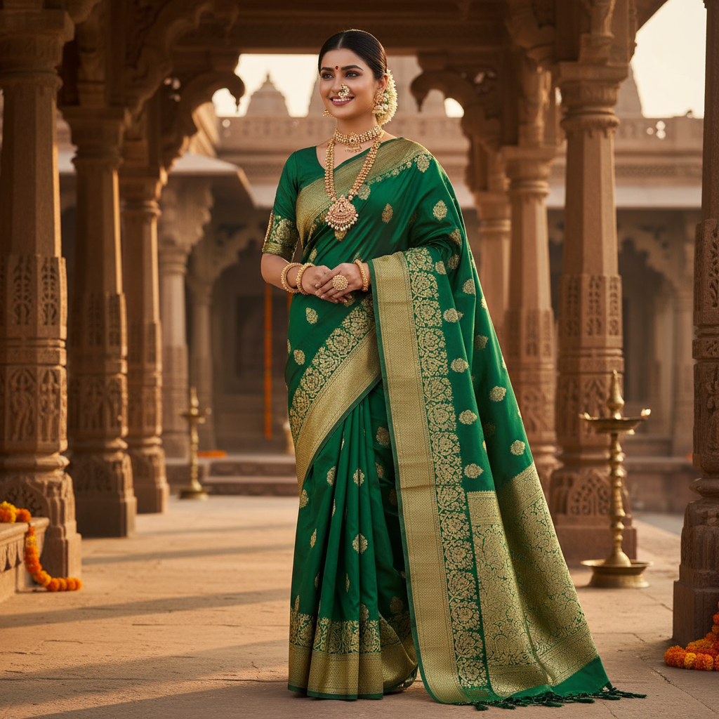 Maharashtrian Nauvari saree draping style with Paithani saree and nath