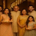 Diwali Fashion Guide 2025 – Family wearing festive outfits including sarees, lehengas, and sherwanis for festival outfit planning