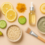 DIY face masks for glowing skin at home with natural ingredients like honey, lemon, turmeric, and aloe vera