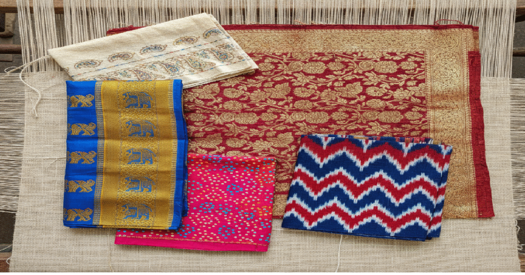 "History of Indian Textiles – Traditional Indian fabrics Banarasi silk, Kanchipuram silk, Pashmina, Bandhani, Ikat weaving on handloom"