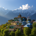 Kalpa Himachal Pradesh Travel Guide – Sunrise view of Kinnaur Kailash with apple orchards