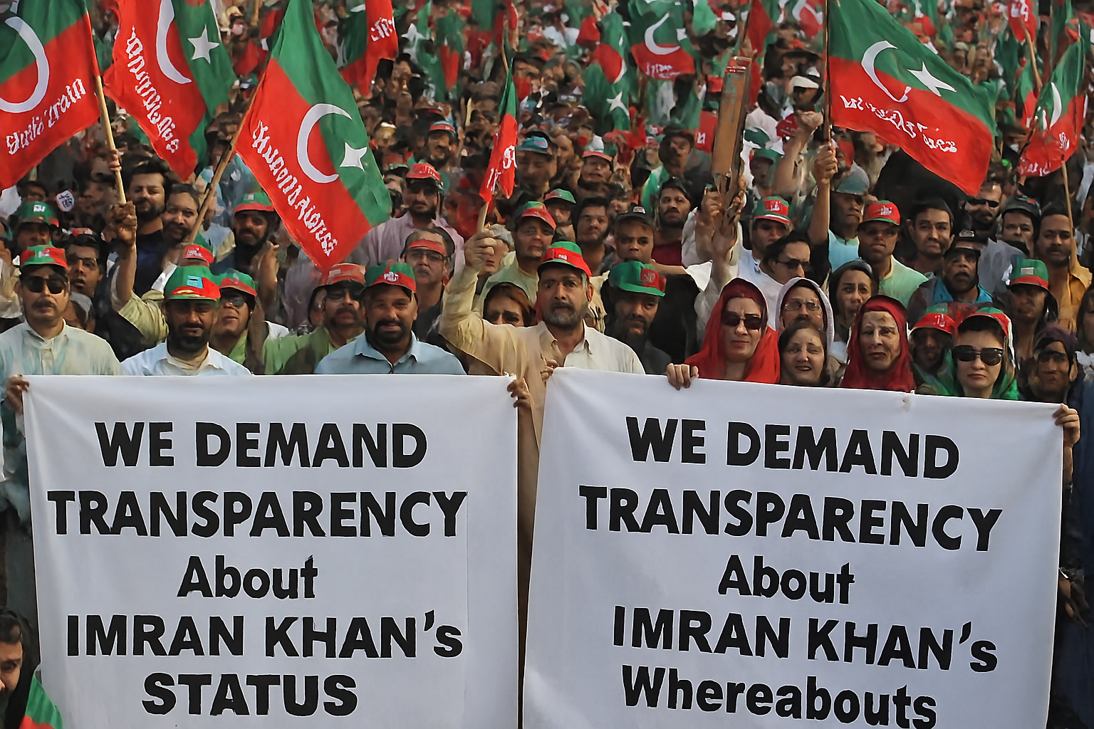 PTI supporters protesting outside Adiala Jail in 2025 for Imran Khan