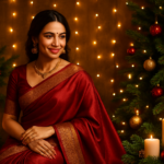 Luxury silk fabric styled for Christmas and winter festive fashion