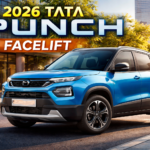 2026 Tata Punch Facelift front 3/4 view in blue metallic color