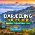 Darjeeling tour guide featuring Kanchenjunga mountain, toy train, tea gardens and hill town view
