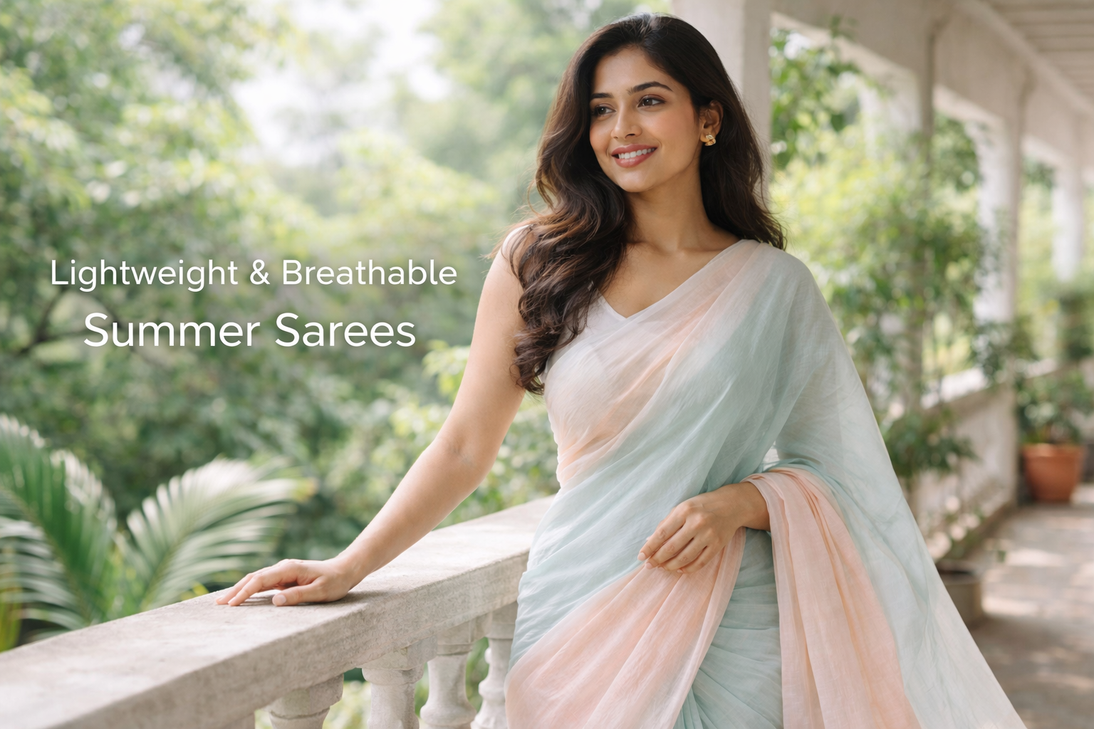 Lightweight and breathable summer sarees in pastel colors for hot weather comfort