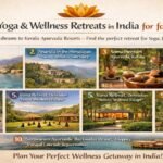Scenic landscape featured image showing the top 10 yoga and wellness retreats in India for 2026, including Rishikesh ashrams and Kerala Ayurveda resorts for healing, meditation, and renewal.