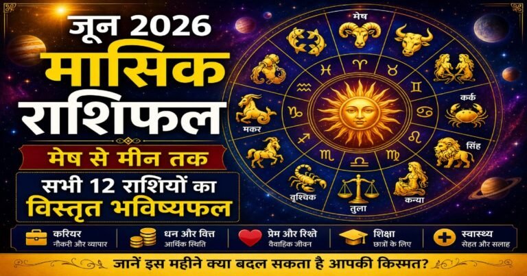 जून 2026 मासिक राशिफल - मेष से मीन तक सभी 12 राशियों का विस्तृत मासिक भविष्यफल