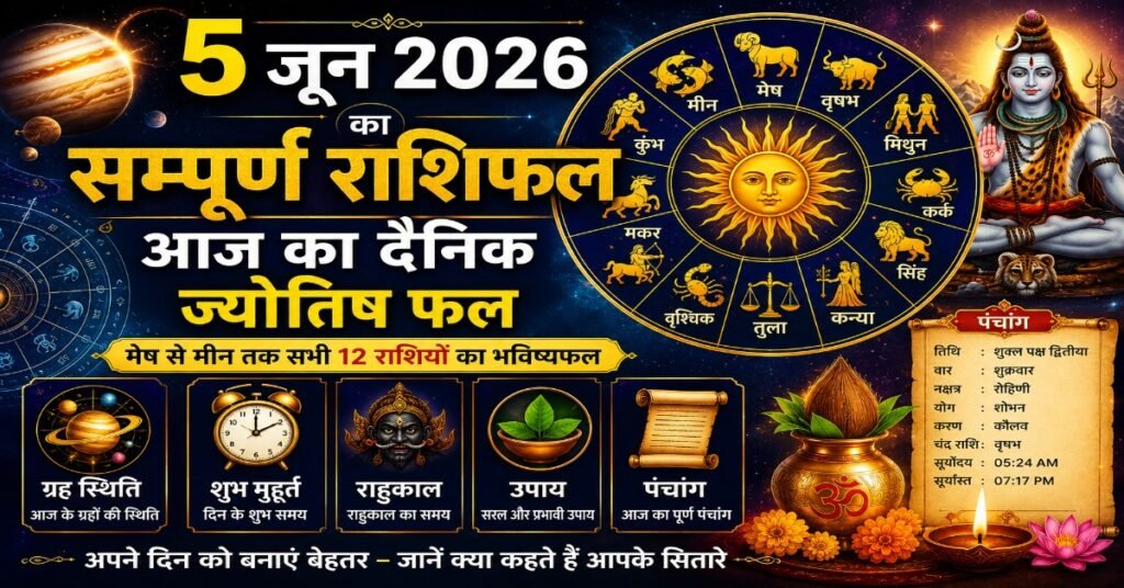 5 जून 2026 का सम्पूर्ण राशिफल: जानें आज का दैनिक ज्योतिष फल
