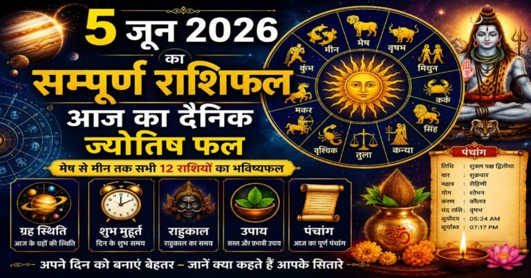 5 जून 2026 का सम्पूर्ण राशिफल: जानें आज का दैनिक ज्योतिष फल