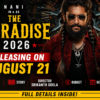 The Paradise 2026 movie poster featuring Nani with release date August 21, cast, story, director Srikanth Odela, and budget details.