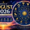 August 2026 monthly horoscope featuring all 12 zodiac signs with astrology predictions for love, career, money, health, relationships, education, and personal growth.