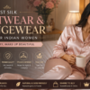 Luxury pure silk nightwear and loungewear for Indian women featuring premium silk pajamas, robes, and comfortable sleepwear.