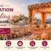 Complete Destination Wedding Planning Guide India 2026 featuring a luxury palace wedding venue with floral mandap, lake view, budgeting, venue selection, and wedding planning.