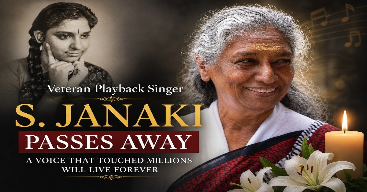 Veteran playback singer S. Janaki passes away – tribute featuring young and recent photos of the legendary Indian singer.