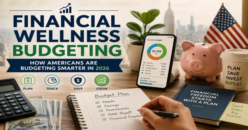 Financial Wellness Budgeting: How Americans Are Budgeting Smarter in 2026 with savings plan, budget app, and investment strategy.